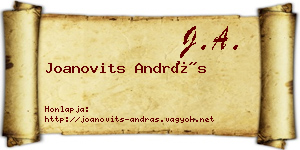 Joanovits András névjegykártya